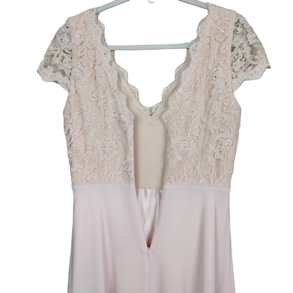 Calvin Klein Light Petal Pink Bridesmaid Formal Lace A-Line Dress Women's Size 6 - Picture 9 of 15